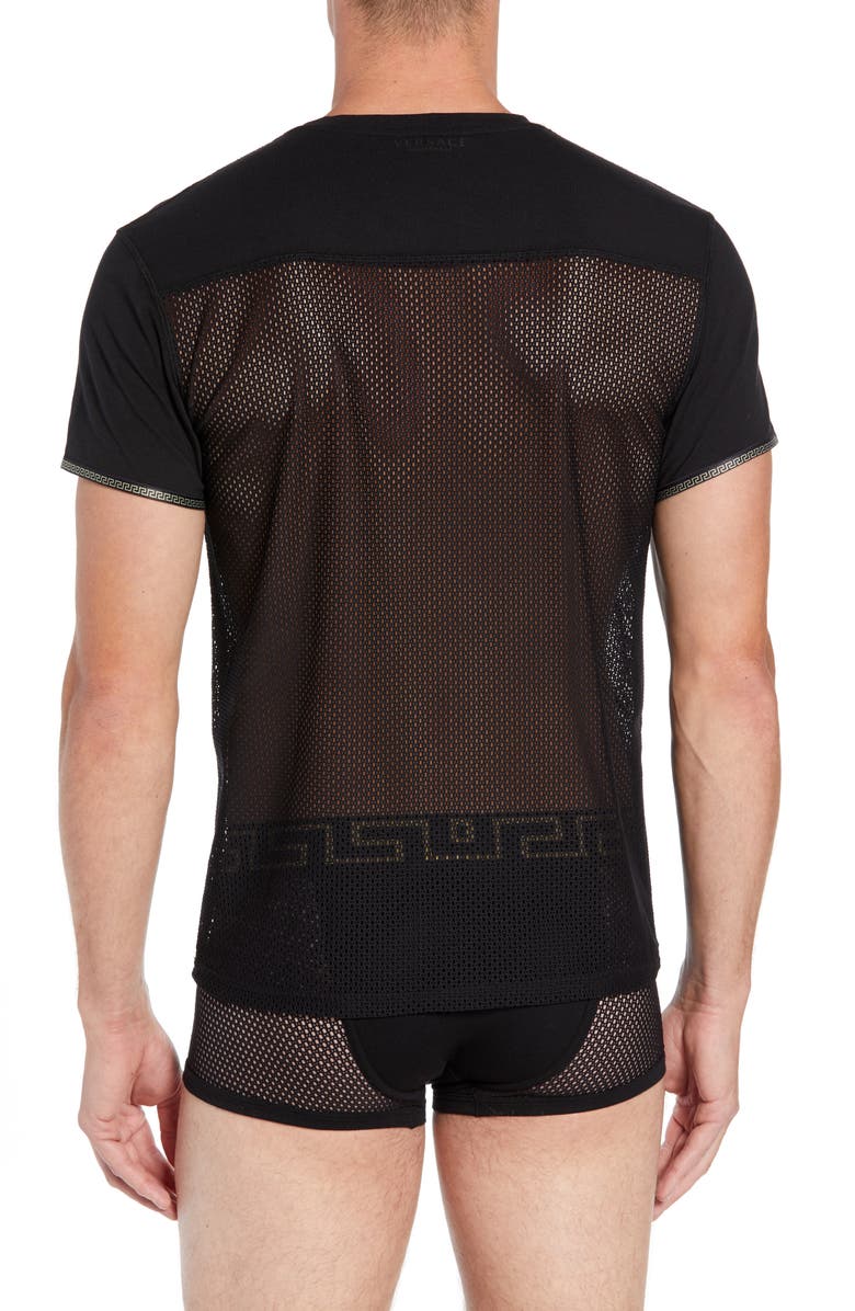 Versace Girocollo Mesh T-Shirt, Alternate, color, 