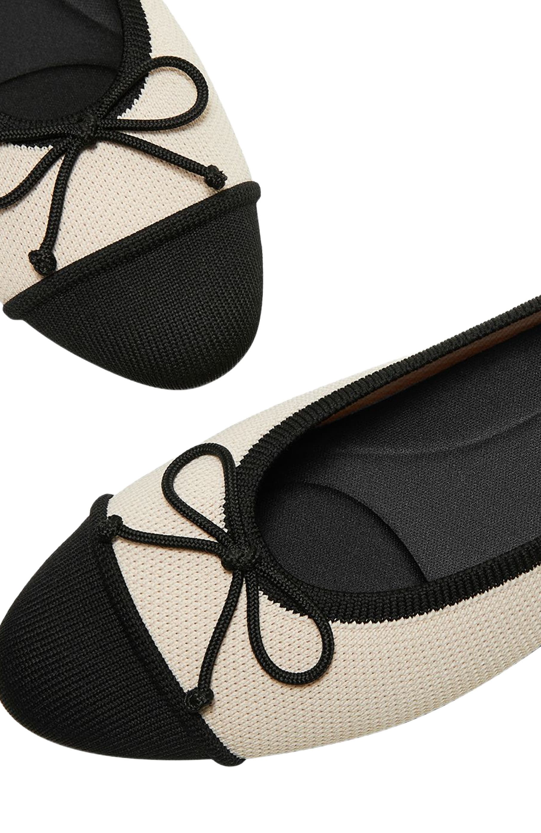 VIVAIA Almond-Toe Bow Flats, Alternate, color, Cream Ivory Black