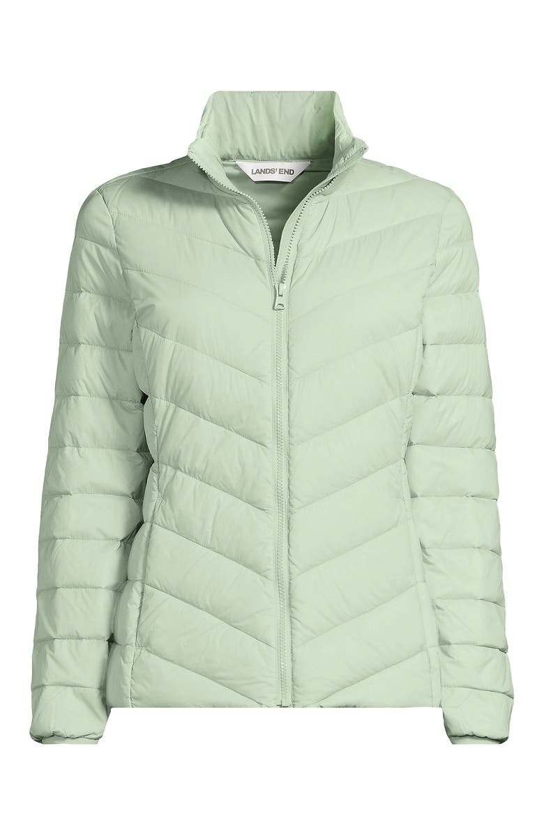 Lands' End Wanderweight Ultralight Packable Chevron Quilted Down Jacket, Alternate, color, Lily Pond