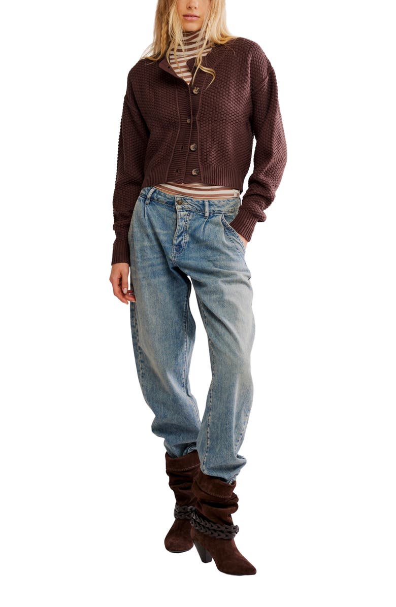 Free People Lila Crop Cardigan, Alternate, color, Potting Soil