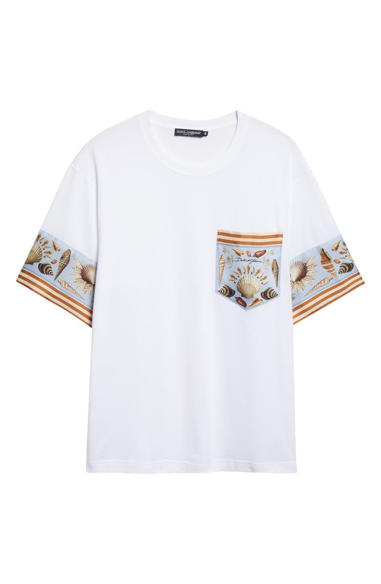 Dolce&Gabbana Shell Print Cotton & Silk T-Shirt, Alternate, color, W0800 Bianco Ottico