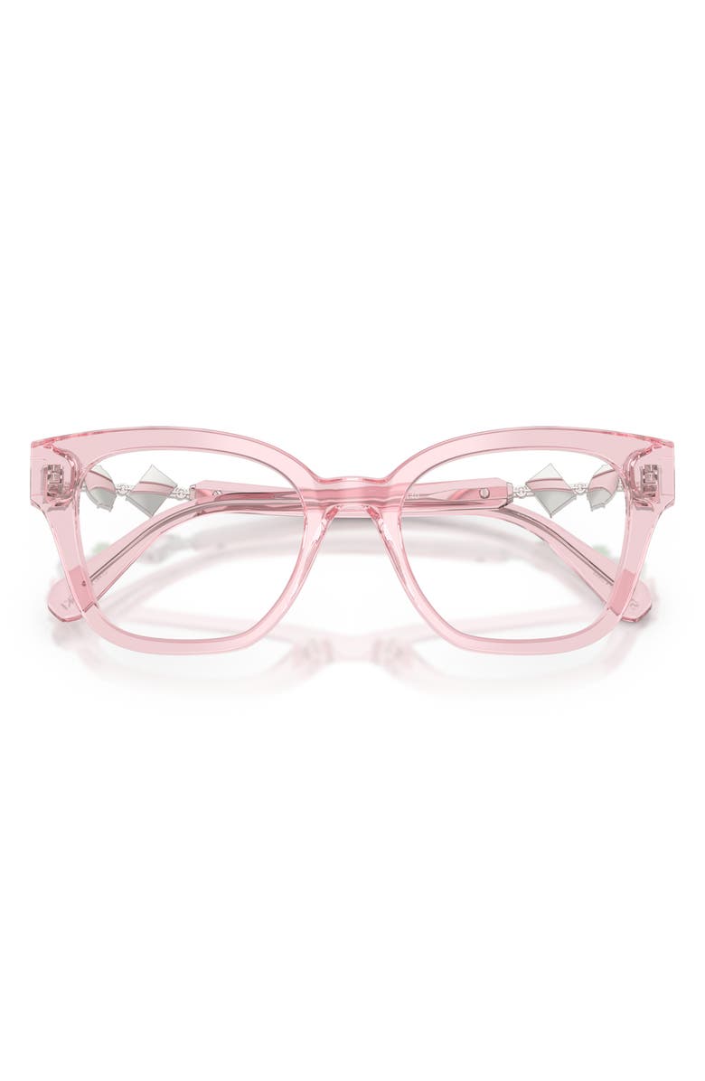 Swarovski 50mm Small Square Optical Glasses, Alternate, color, Transparent Pink / Demo Lens