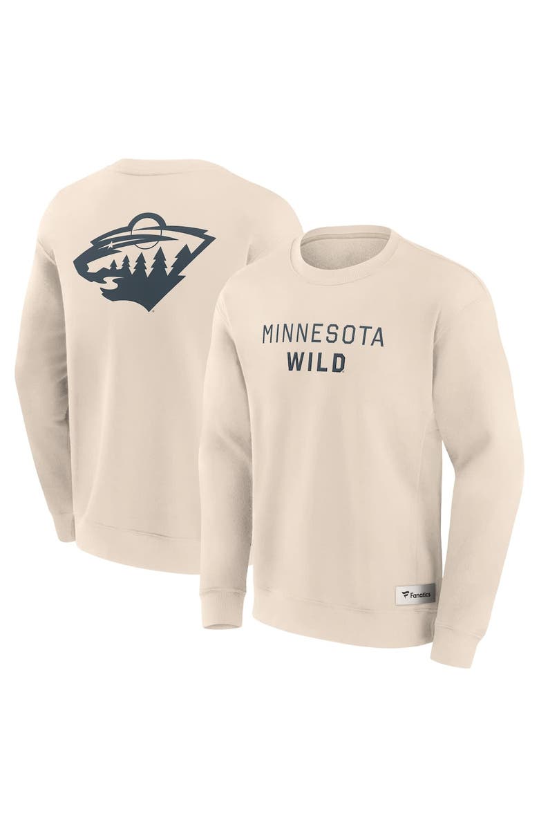 FANATICS Men's Fanatics Cream Minnesota Wild Elements Future Ground Lettering Pullover Sweatshirt, Alternate, color, Cream