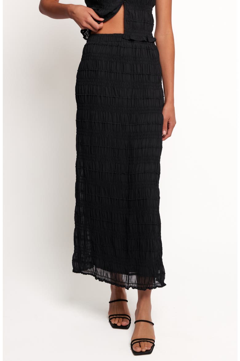 Valana Shirred Maxi Skirt, Main, color, BLACK