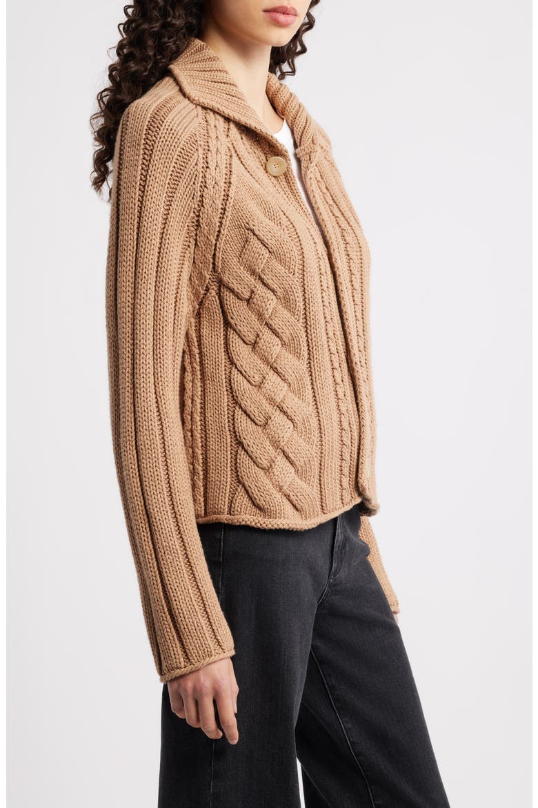 Cotswolds Mini Cable Knit Cardigan, Alternate, color, CAMEL