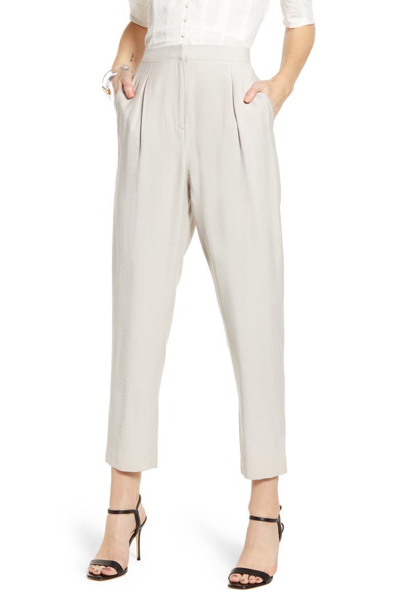 Pleated Ankle Pants (Nordstrom Exclusive), Main, color, GREY PEBBLE