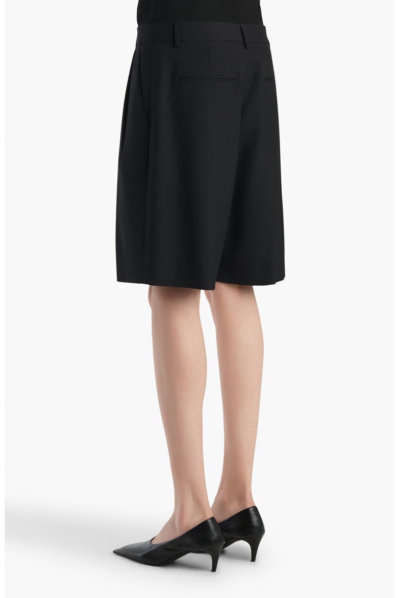 Auggie Pleated Wool Wide Leg Shorts, Alternate, color, BLACK