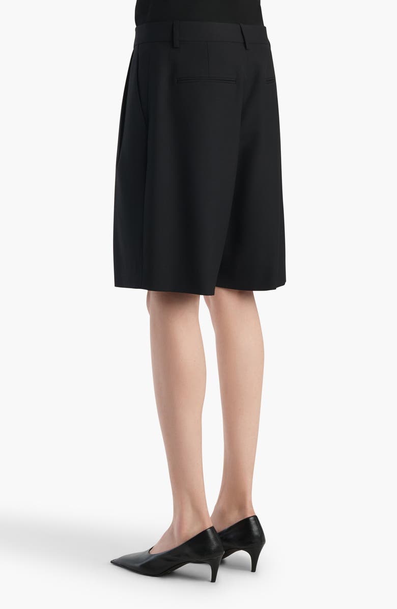 Khaite Auggie Pleated Wool Wide Leg Shorts, Alternate, color, Black