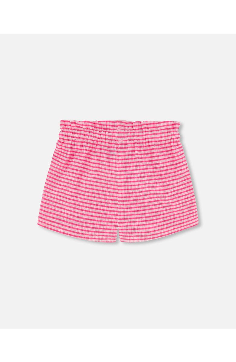 Deux par Deux Girl's Crinkle Jersey Short Vichy Pink, Alternate, color, 