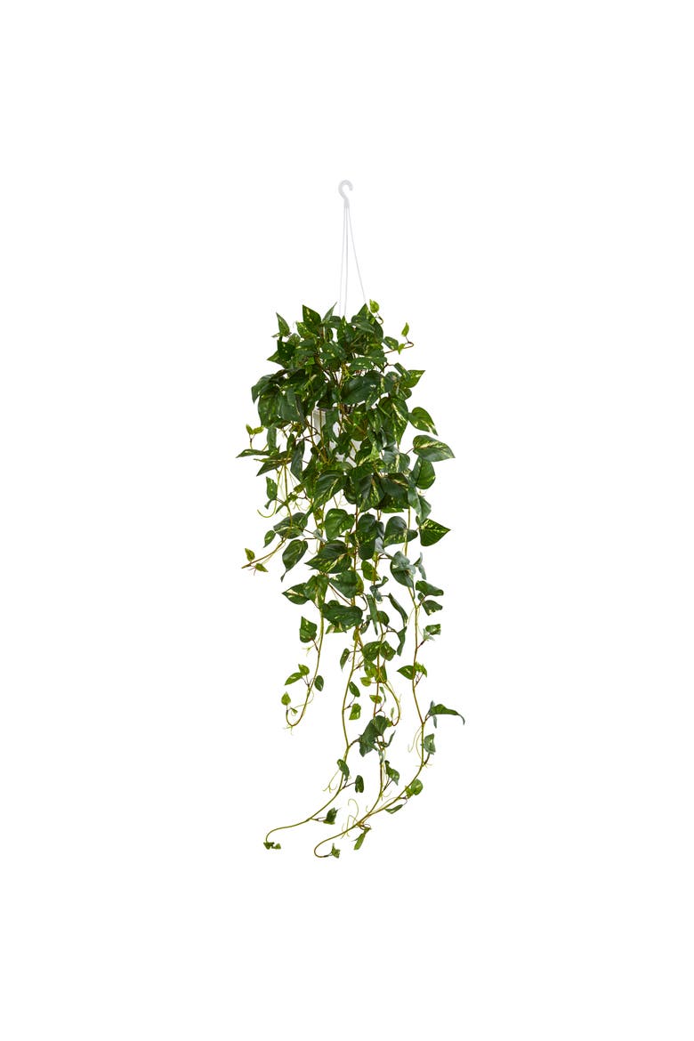 Pothos Hanging Basket Artificial Plant, Main, color, Green