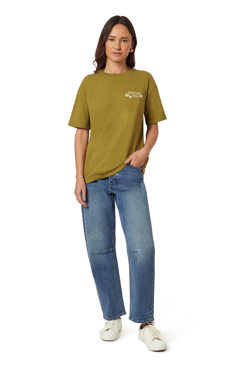 Relaxed Fit Roll Cuff Graphic T-Shirt, Alternate, color, GREEN MOSS W/ WHITECAP