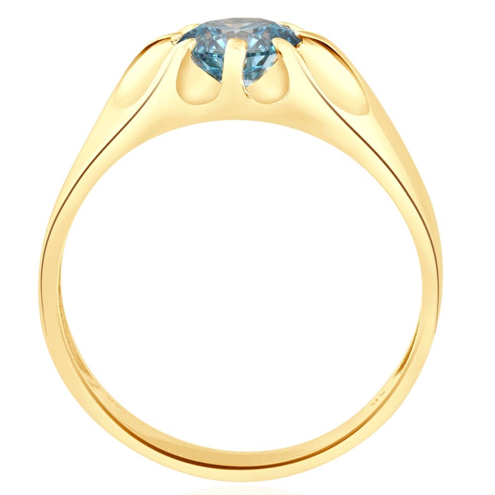 Bliss Diamond 2Ct Blue Diamond Men's Belcher Solitaire Ring Gold High ...