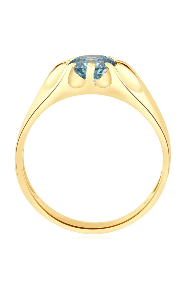 2Ct Blue Diamond Men's Belcher Solitaire Ring Gold High Polished Lab Grown, Alternate, color, 14k White Gold