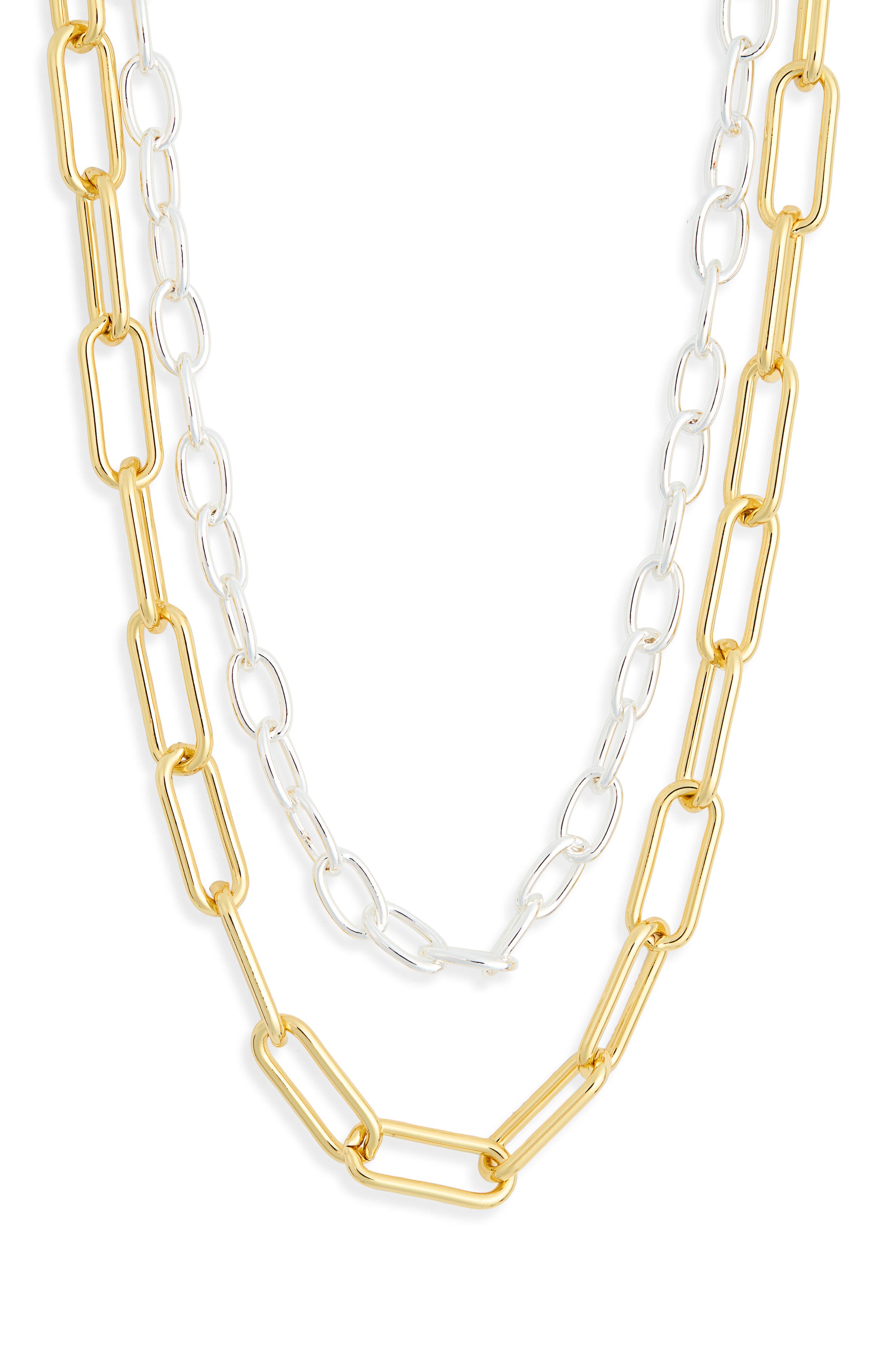Argento Vivo Sterling Silver Two-Tone Mixed Chain Layered Necklace