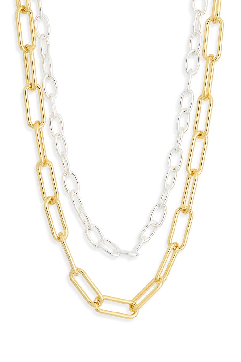 Two-Tone Mixed Chain Layered Necklace, Main, color, GOLD/ SILVER