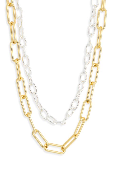 Two-Tone Mixed Chain Layered Necklace