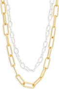 Argento Vivo Sterling Silver Two-Tone Mixed Chain Layered Necklace