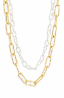 Argento Vivo Sterling Silver Two-Tone Mixed Chain Layered Necklace