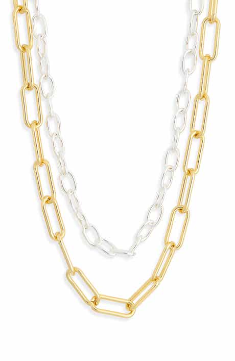 Argento Vivo Sterling Silver Two-Tone Mixed Chain Layered Necklace