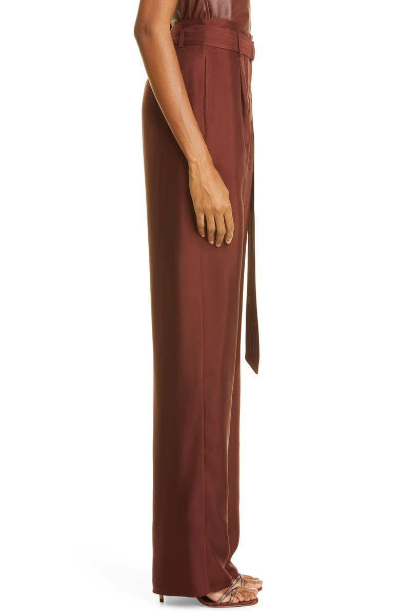 LAPOINTE Belted Wide Leg Silk Twill Trousers, Alternate, color, 