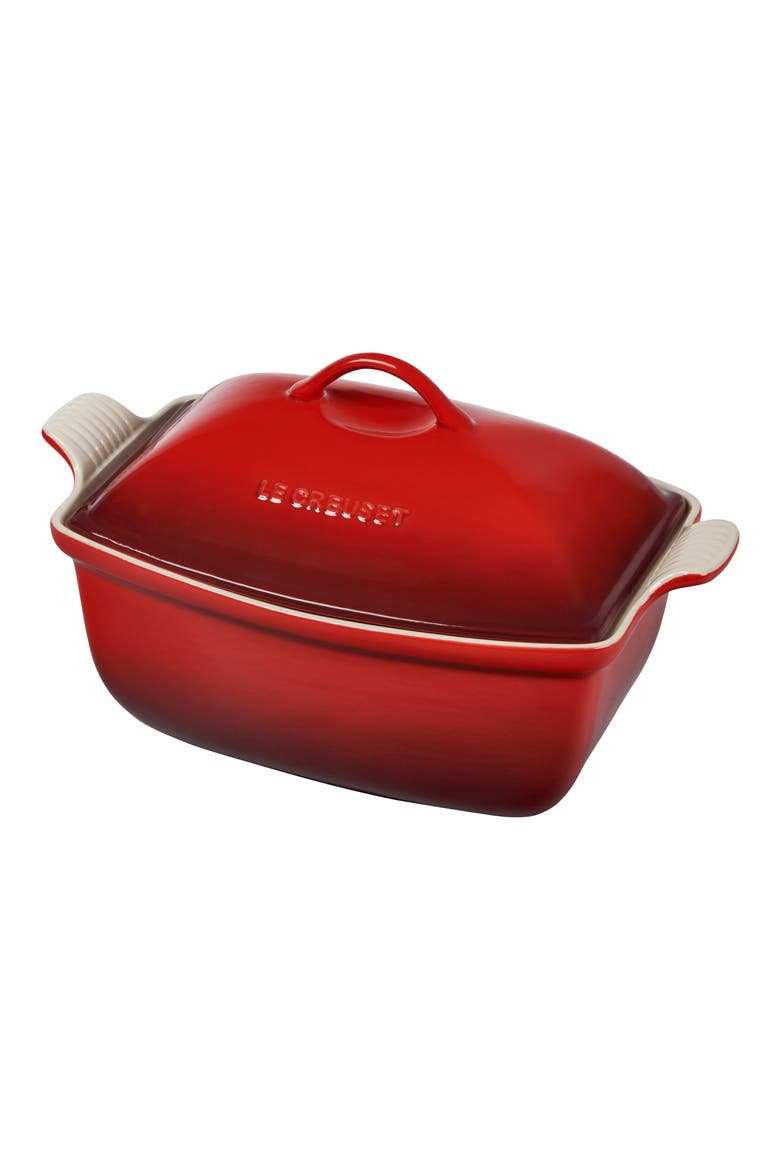 Heritage Stoneware Deep Covered Baker, Alternate, color, CERISE