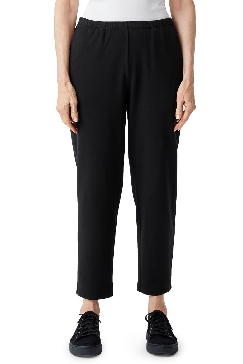 Cozy Brushed Terry Tapered Ankle Pants, Main, color, BLACK