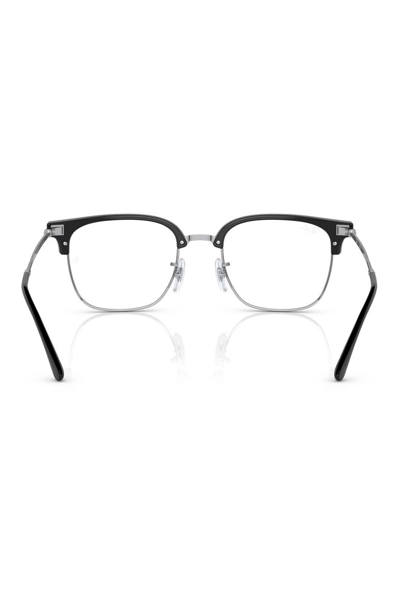 New Clubmaster 51mm Square Optical Glasses, Alternate, color, BLACK SILVER