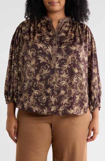 Print Half Placket Top