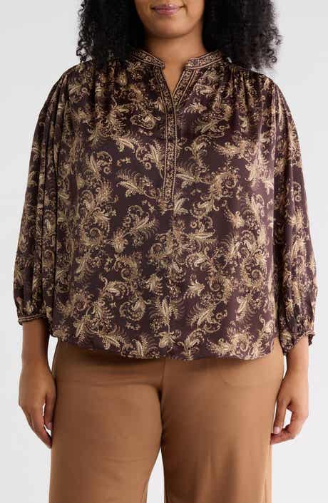 Print Half Placket Top