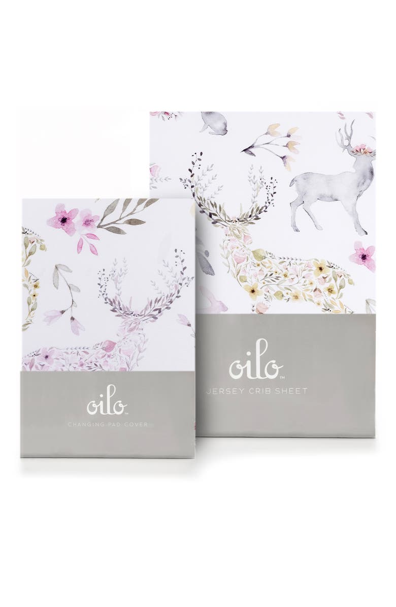 Oilo Fawn Changing Pad Cover & Fitted Crib Sheet Set, Main, color,