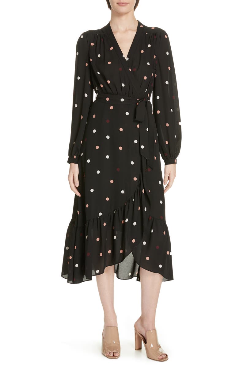 Kate Spade New York bakery dot midi wrap dress, Main, color, 