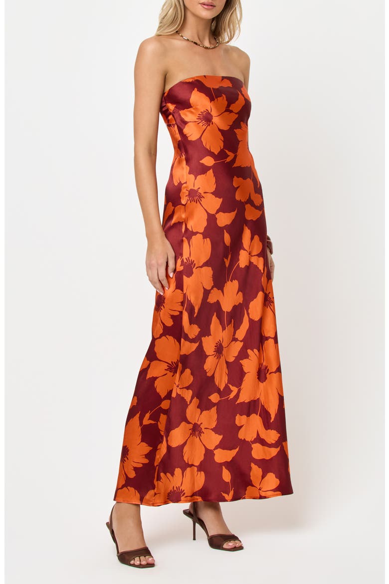 Spring in Love Strapless Dress, Alternate, color, COCOBOLO