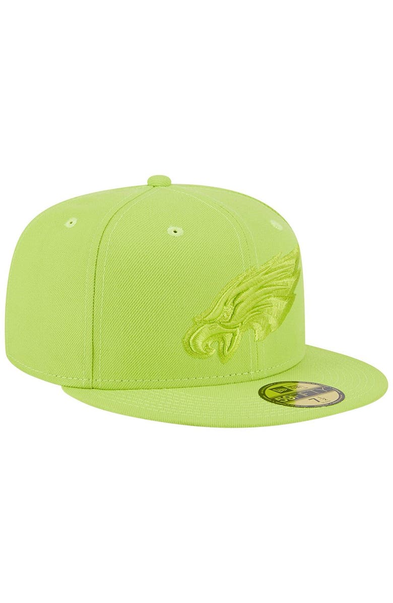 New Era Men's New Era Neon Green Philadelphia Eagles Color Pack Brights 59FIFTY Fitted Hat, Alternate, color, 