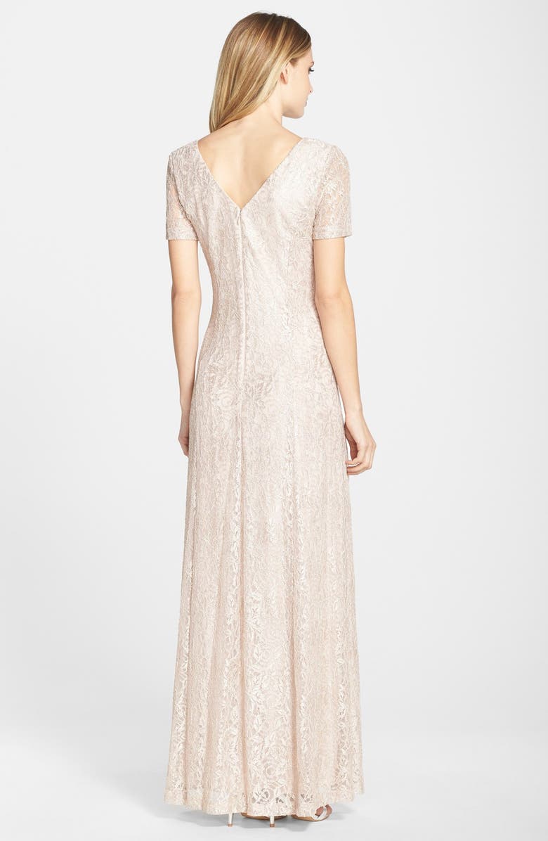 Alex Evenings Embroidered Mesh A-Line Gown, Alternate, color,