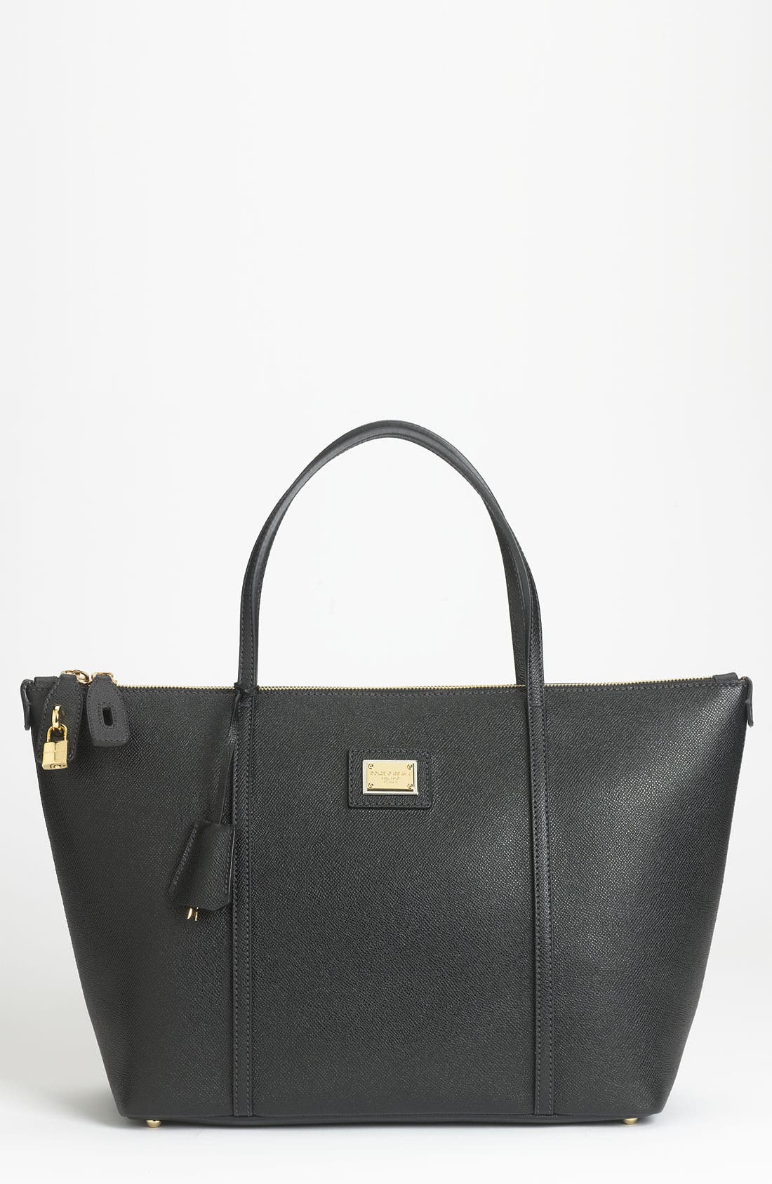 'Miss Escape - Classic' Leather Tote, Main, color, NERO