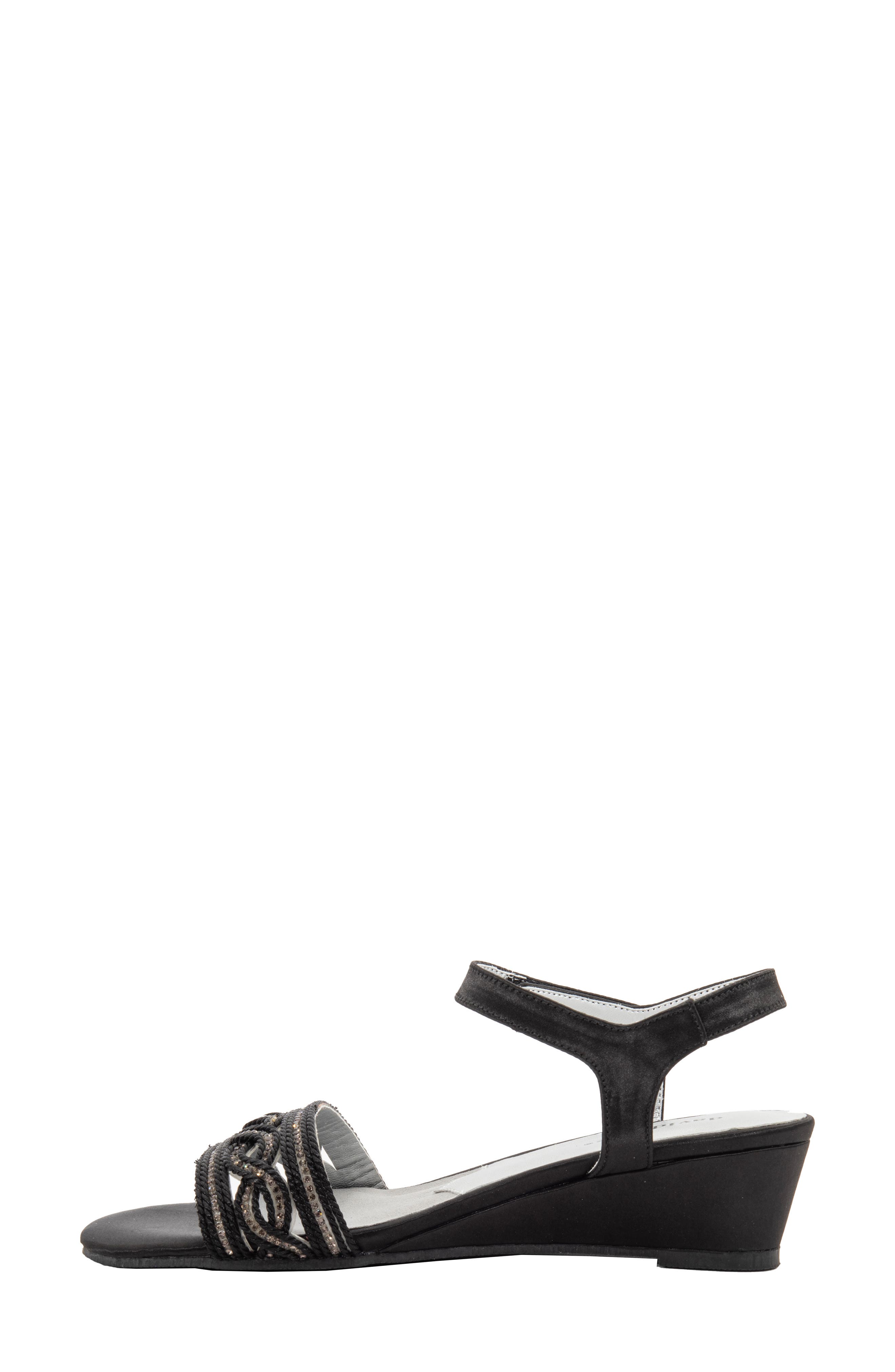 David Tate Indigo Wedge Sandal, Alternate, color, Black
