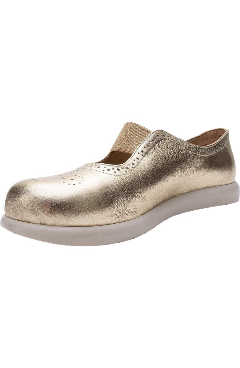 Forever & Always Shoes CHELLE Elastic Leather Flat, Alternate, color, Gold Leather