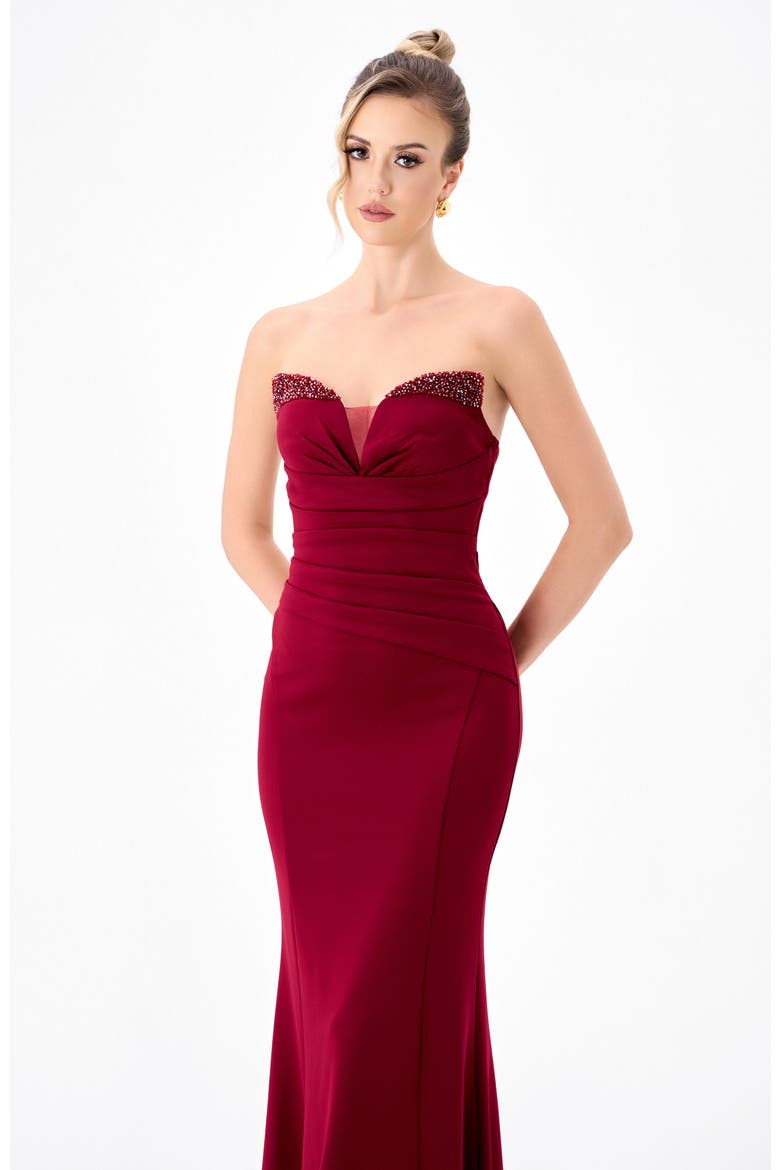 Janna Sweetheart Fishtail Maxi, Alternate, color, DEEP RED