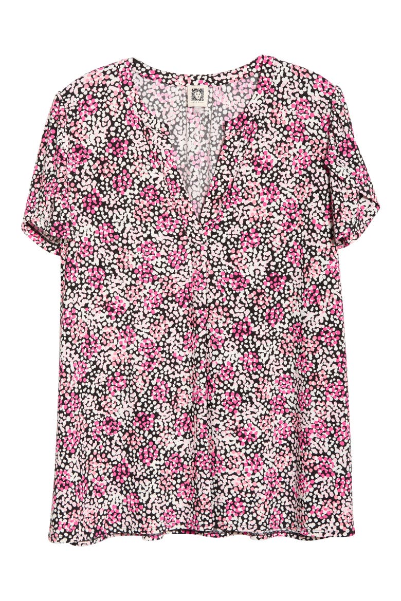 Tulip Sleeve Dot Print Jersey Top, Alternate, color, PINK BERRY MULTI