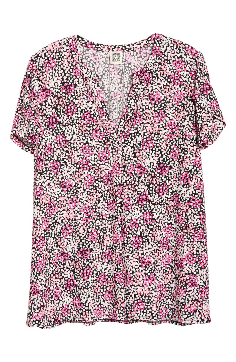 AK ANNE KLEIN Tulip Sleeve Dot Print Jersey Top, Alternate, color, Pink Berry Multi