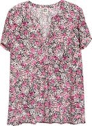 AK ANNE KLEIN Tulip Sleeve Dot Print Jersey Top