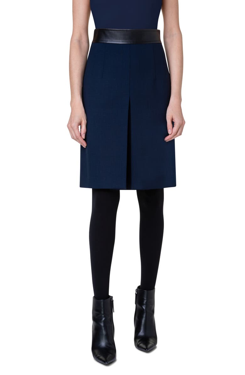 Akris punto Stretch Wool Crepe Pleated Skirt, Main, color, 