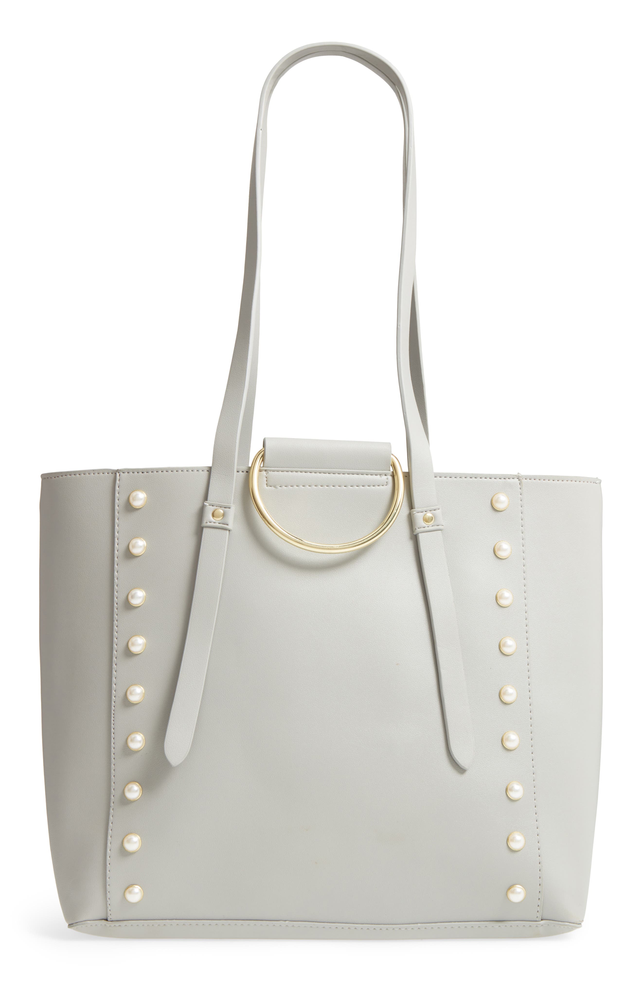 BP. Imitation Pearl Embellished Faux Leather Ring Tote, Main, color, 