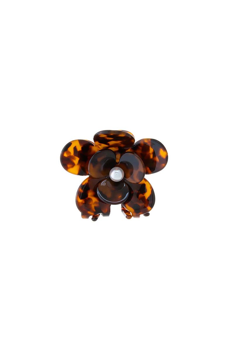 BY ADINA EDEN Flower Petaled Pearl Claw Clip, Main, color, Tortoise