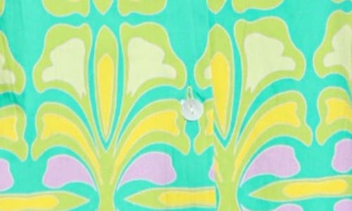 Apny Print Cotton Button-up Shirt In Lime Green Multi