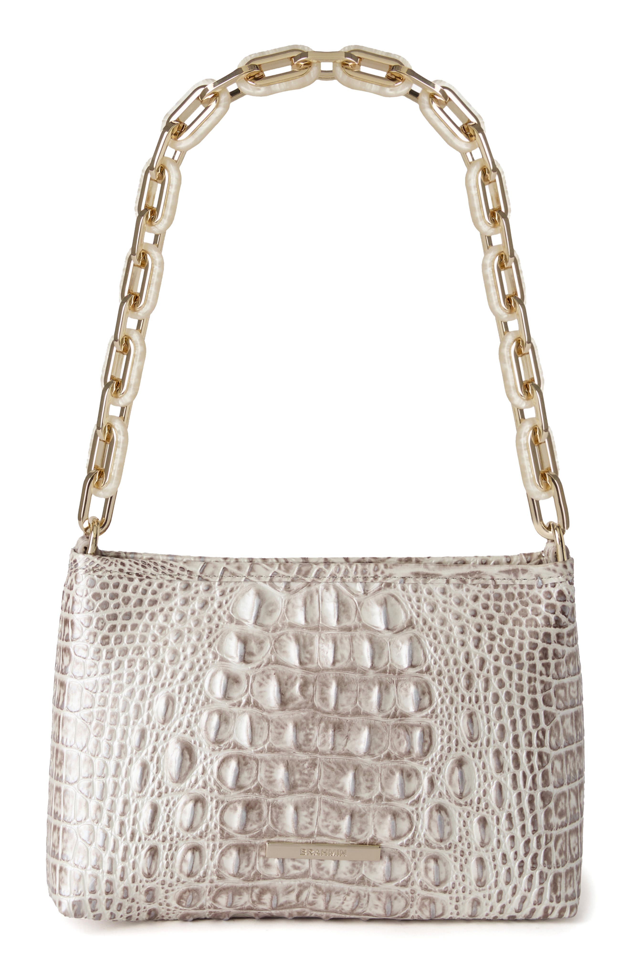 Brahmin Mod Lorelei Croc Embossed Leather Shoulder Bag, Alternate, color, Pristine Melbourne