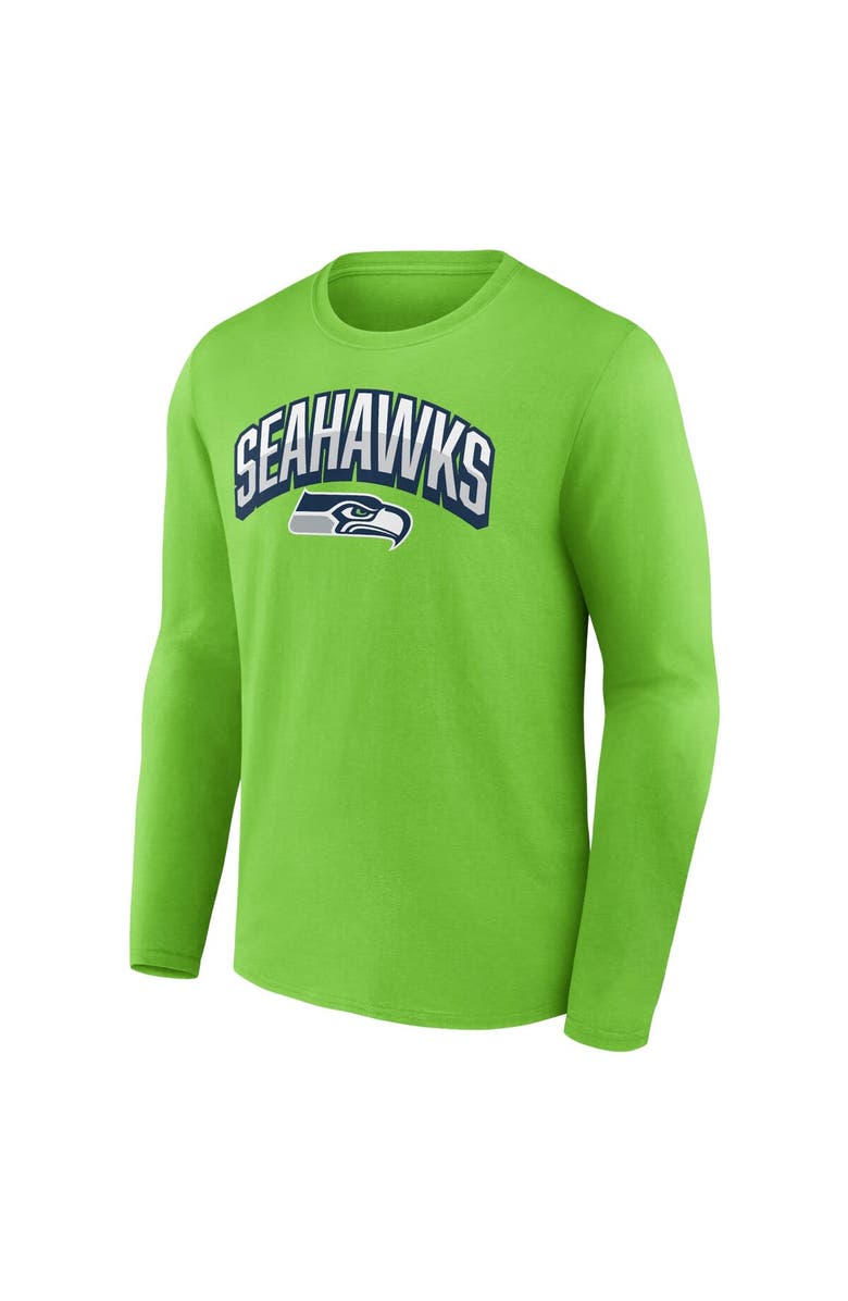 FANATICS Men's Fanatics Branded Neon Green/College Navy Seattle Seahawks Long Sleeve T-Shirt & Cuffed Knit Hat Combo Pack, Alternate, color, 