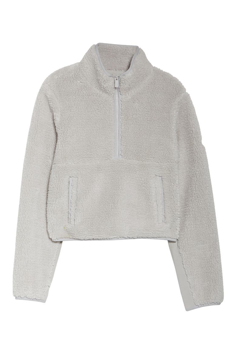 Shanti Half Zip Faux Shearling Pullover, Alternate, color, DOVE GREY