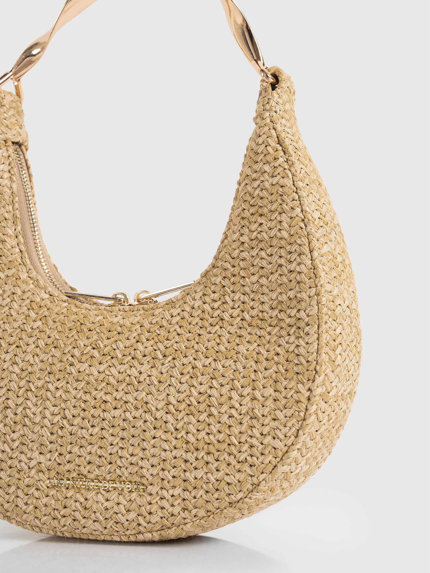 Sadie Sculpted Raffia Crescent Bag, Alternate, color, Natural