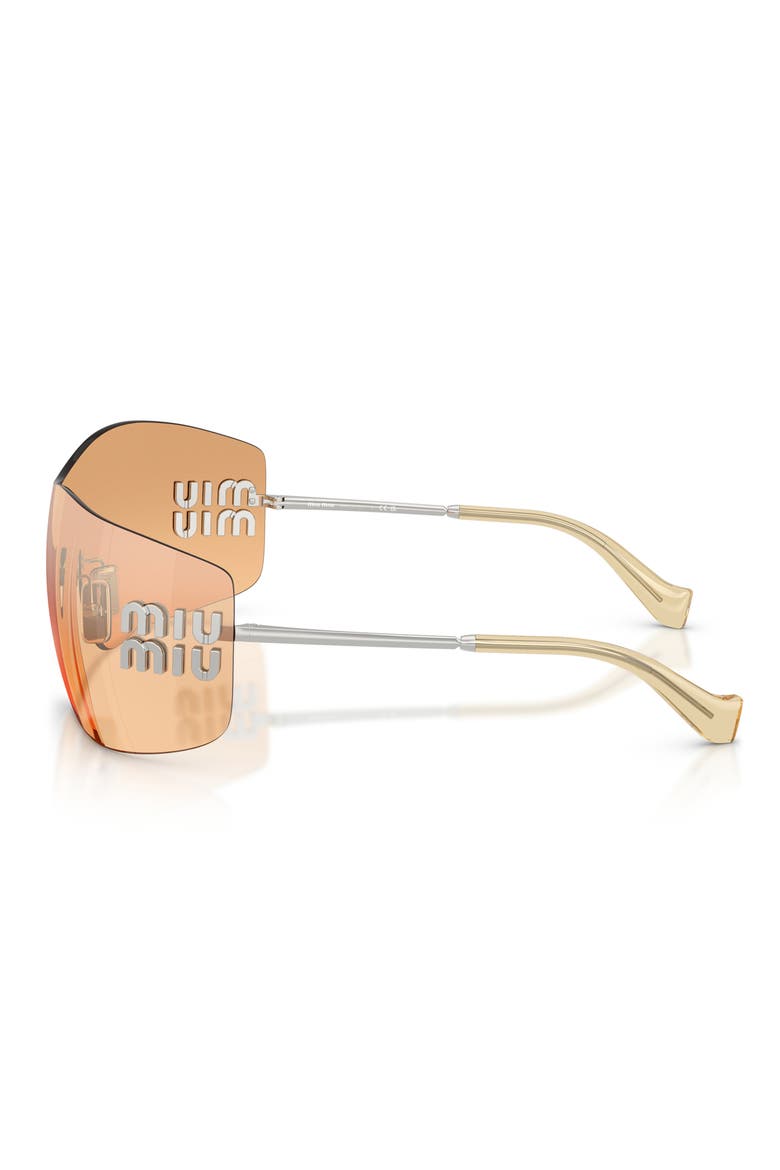 144mm Oversize Shield Sunglasses, Alternate, color, SILVER / ORANGE MIRROR SILVER